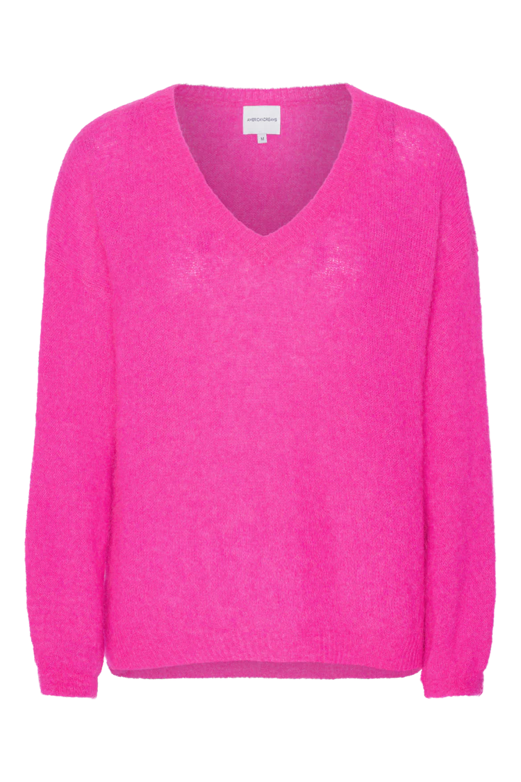 Silja V Neck Knit Neon Pink