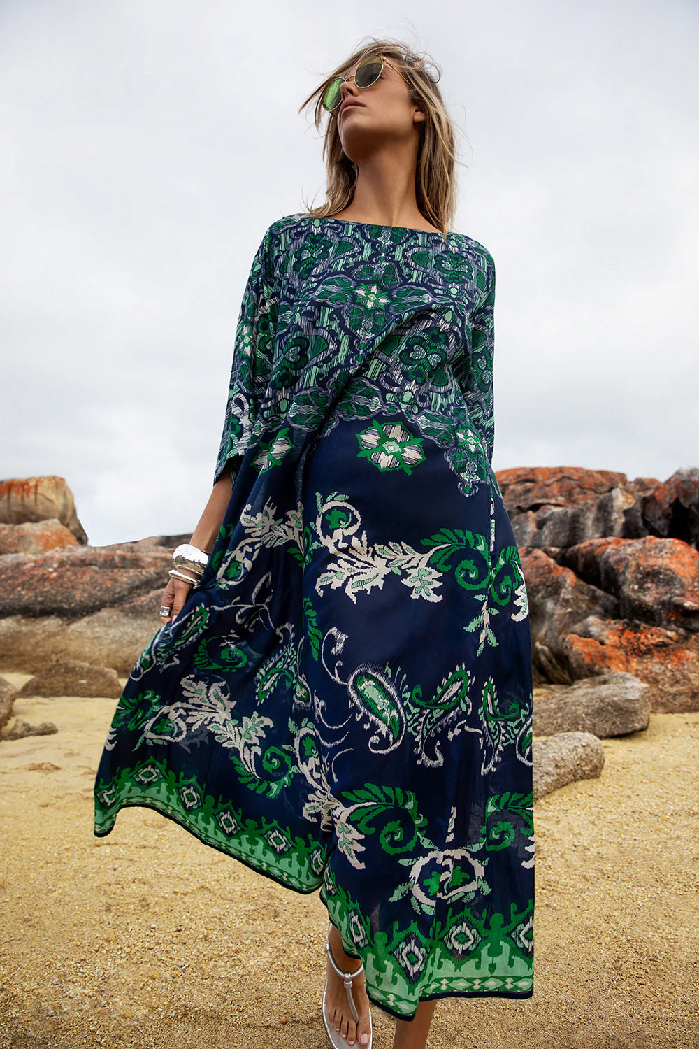 Jackie Print-Isola-Sushi Voile-Navy/Green Dress
