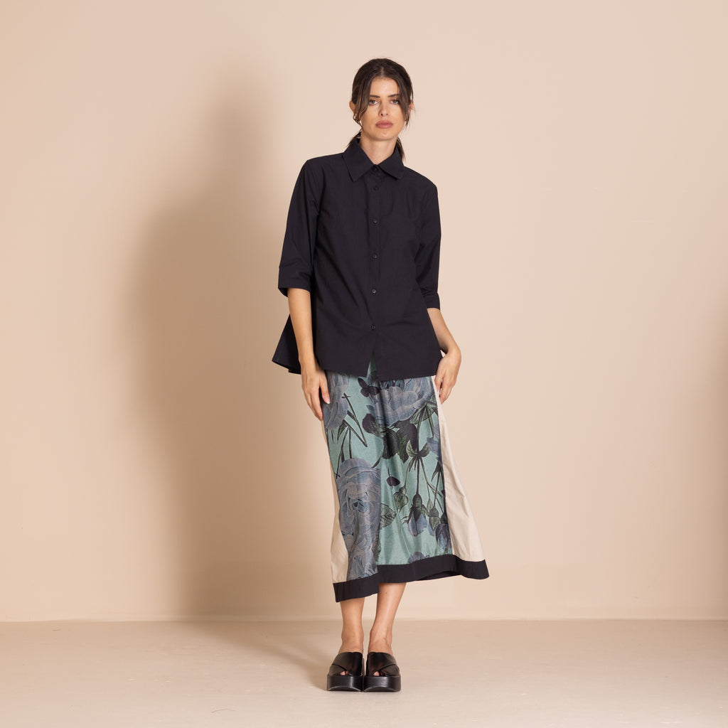 Pima Cotton Trapeze Shirt in Navy