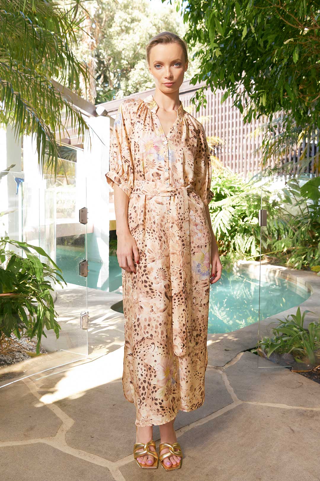 Taylor Cheetah Ankle Silk Dress