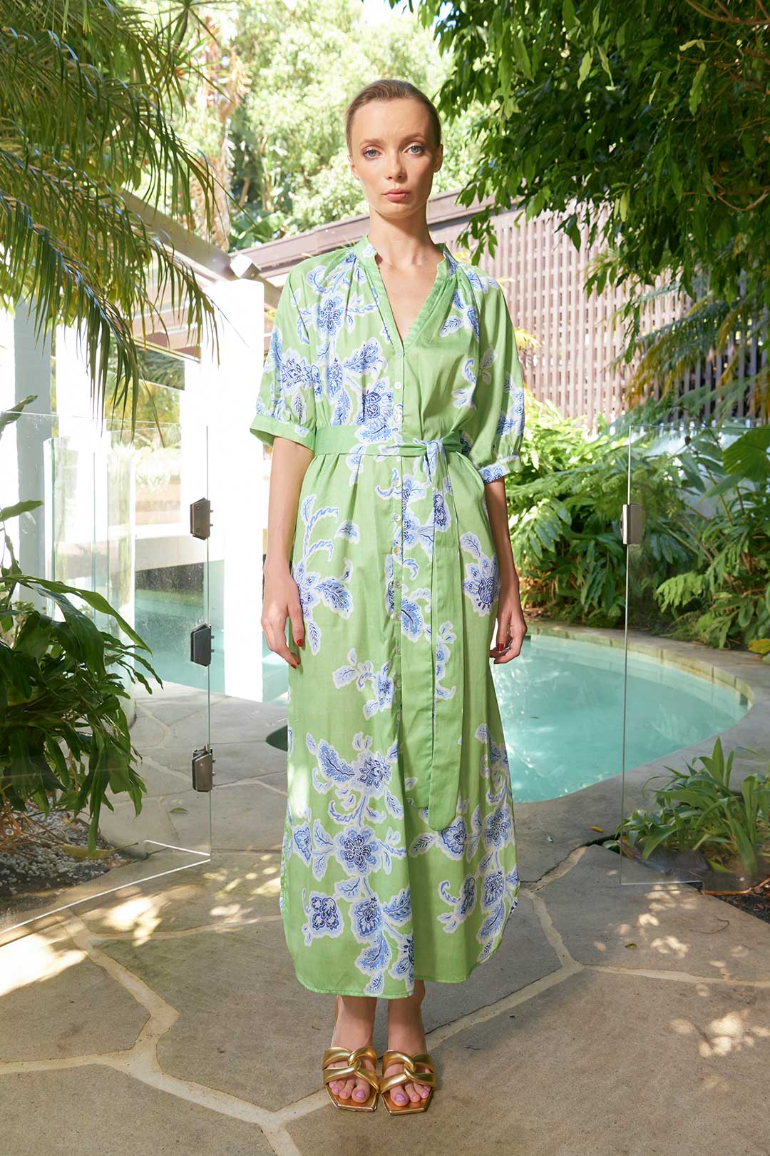 Taylor Sundance Ankle Dress | Green | Size 0