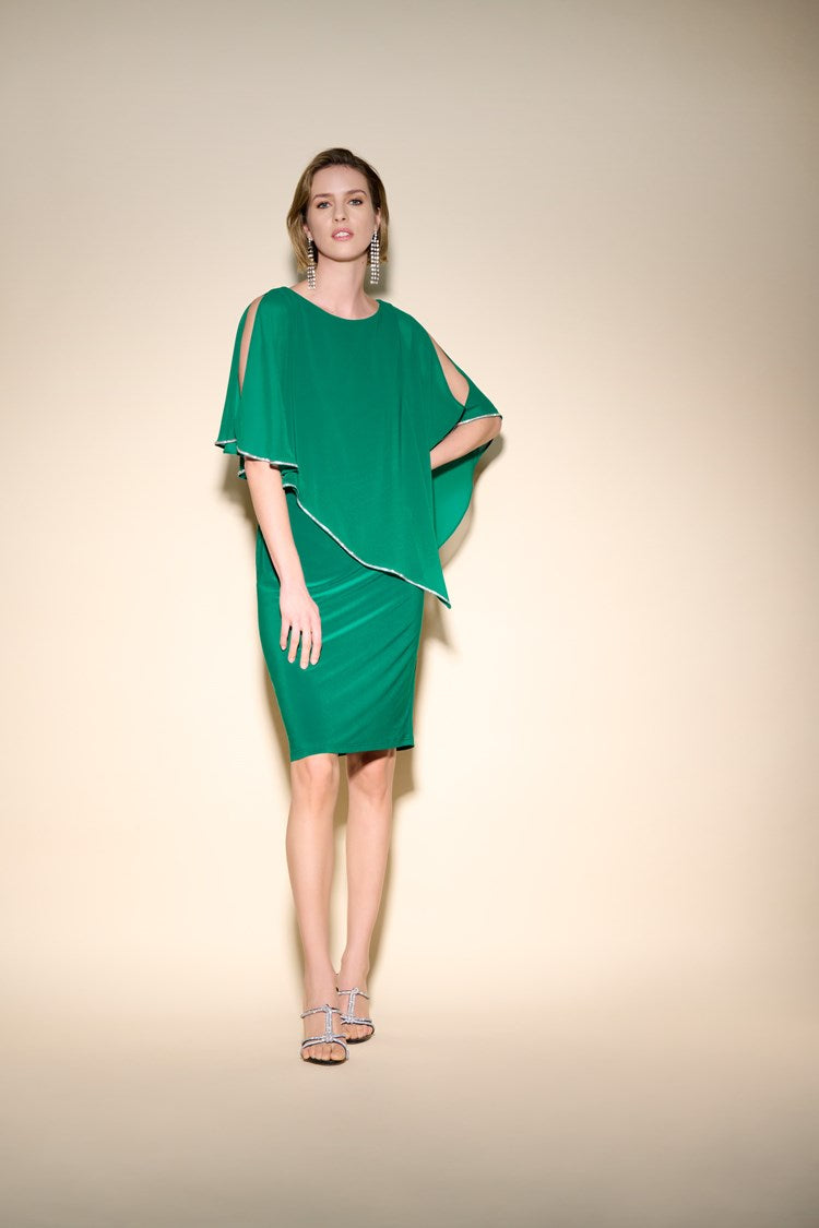Layered Dress with Cape Overlay