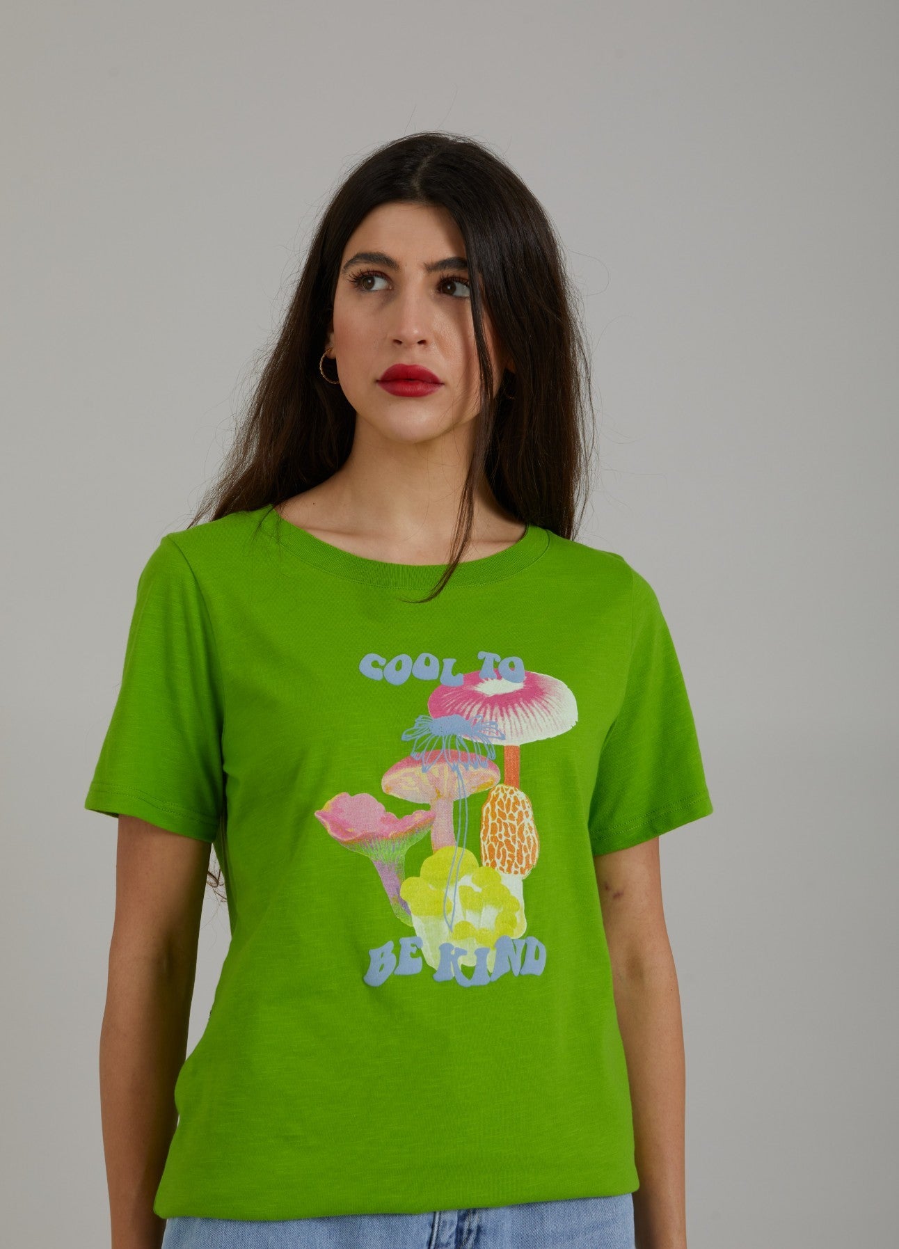 T-Shirt with Mushroom Print - Flashy Green - XS