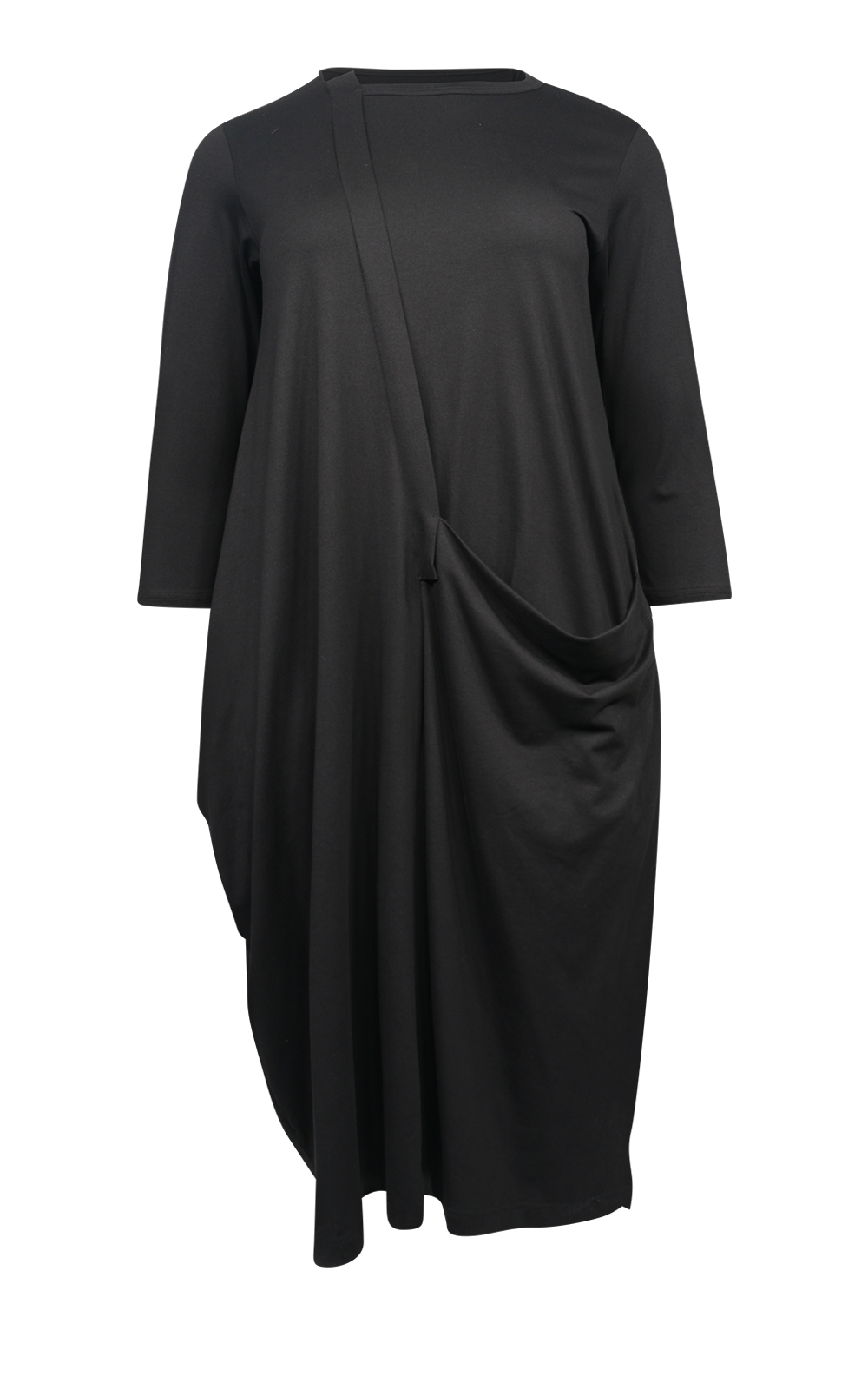 Yuuka Drape Pocket Dress in Black - 231005