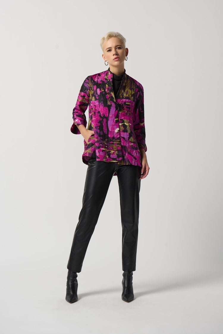 Abstract Print Trapeze Jacket - 233192