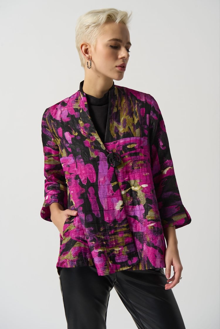 Abstract Print Trapeze Jacket - 233192