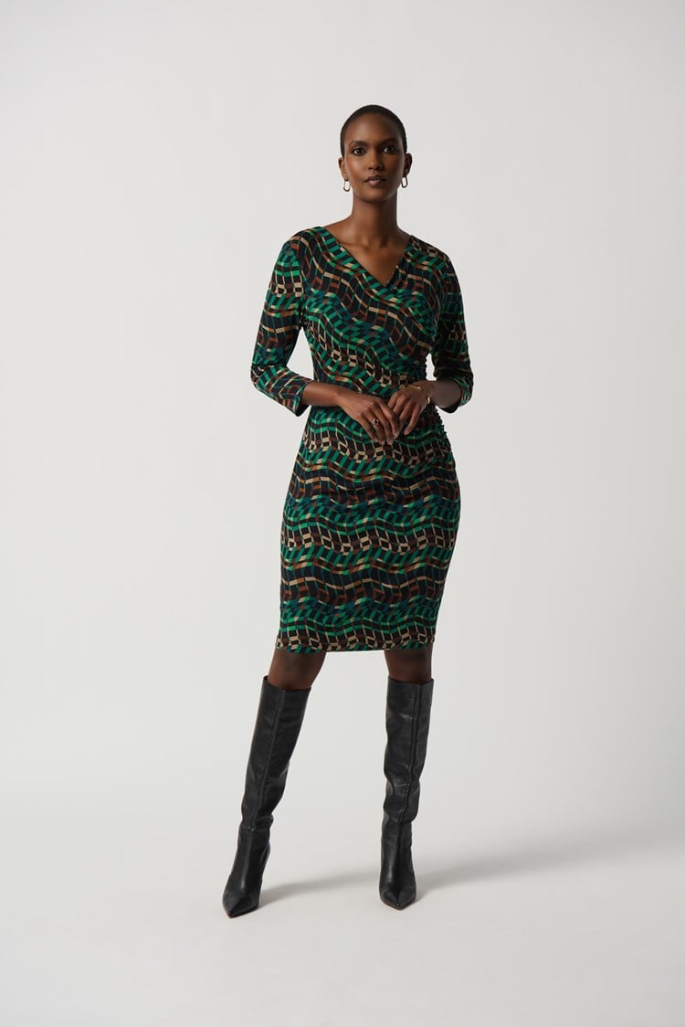 Geometric Print Wrap Dress 233306