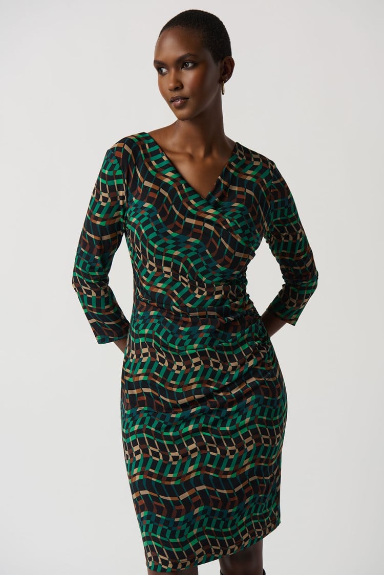 Geometric Print Wrap Dress 233306