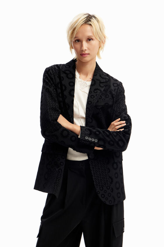 Geometric Flocked Blazer