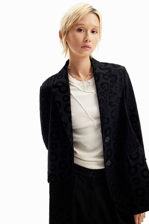 Geometric Flocked Blazer