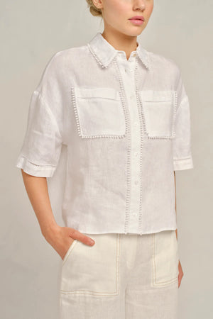 Pippa Linen Lace Shirt - Size XL