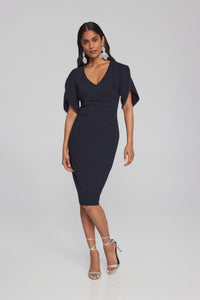 Scuba Crepe Sheath Dress with Pearl Detail