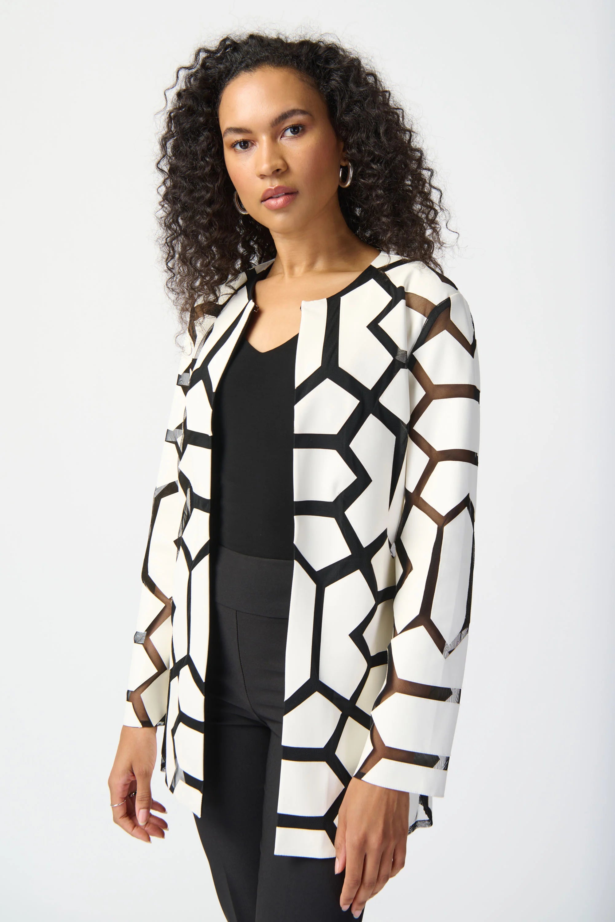 Laser-Cut Leatherette on Mesh Jacket -M