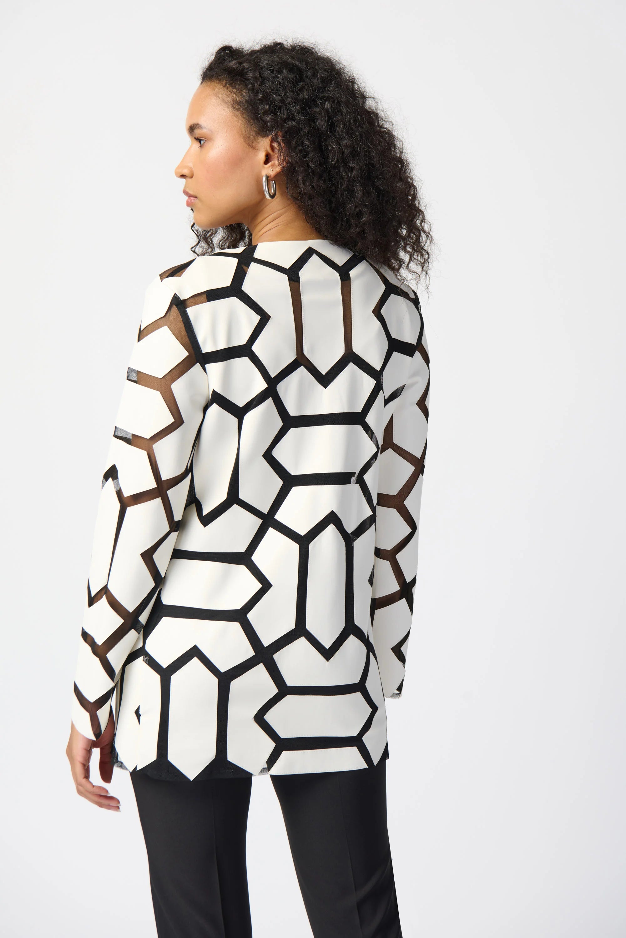 Laser-Cut Leatherette on Mesh Jacket -M