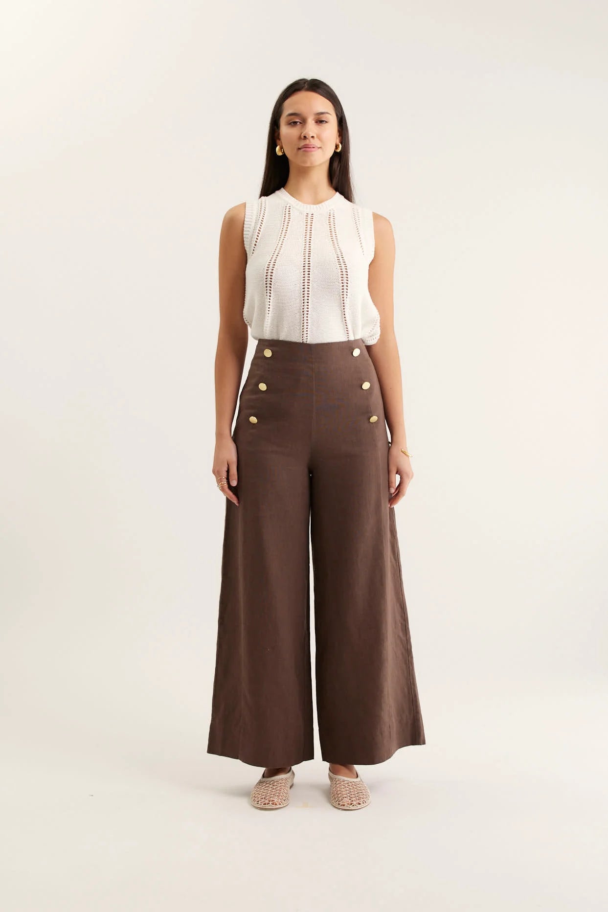 Atlas Linen Pants in Choc