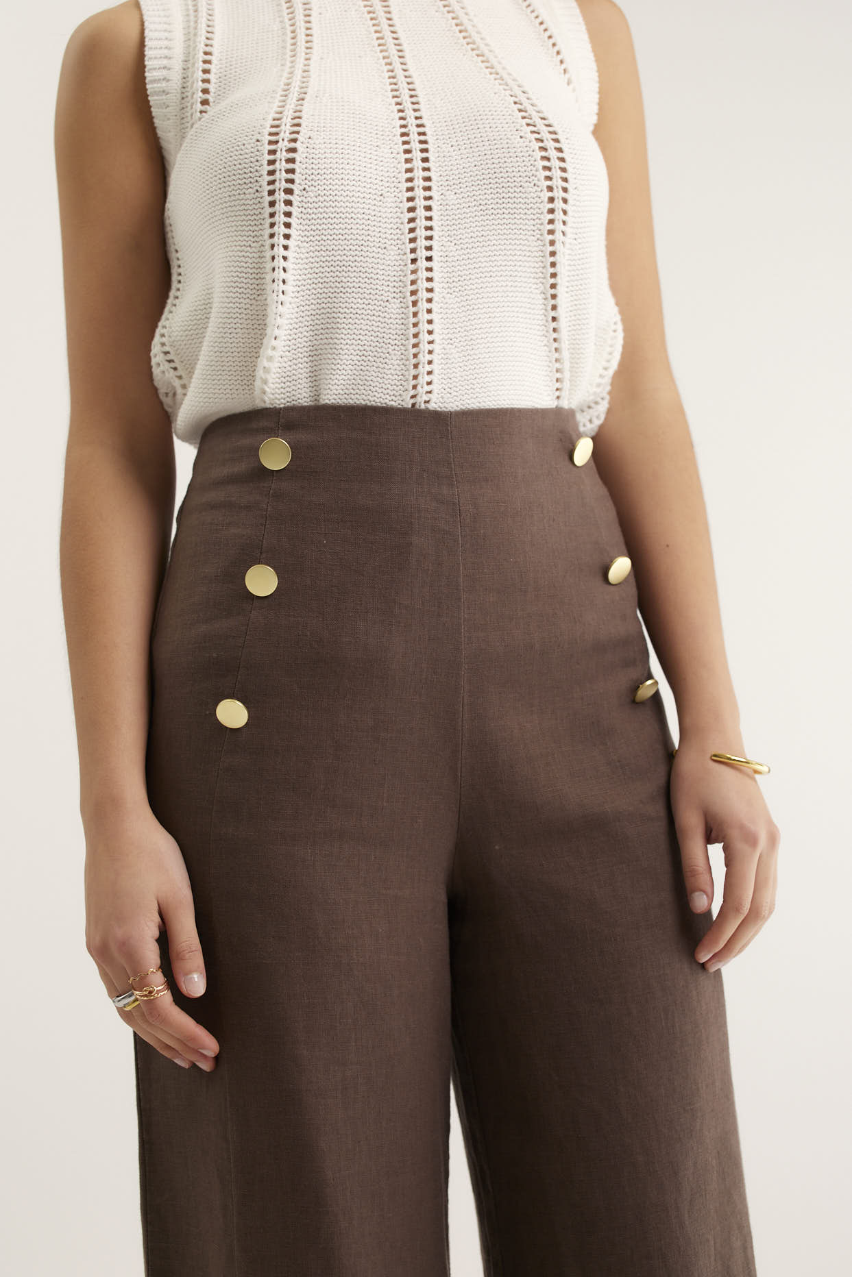 Atlas Linen Pants in Choc