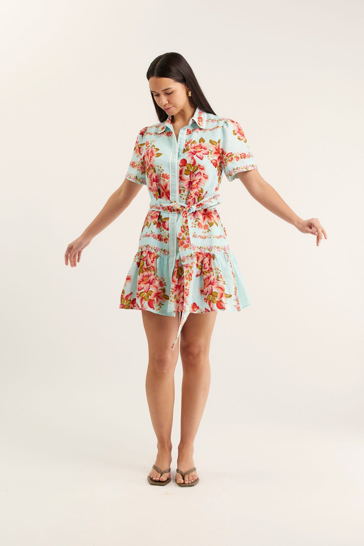 Renae Linen Dress in Portofino