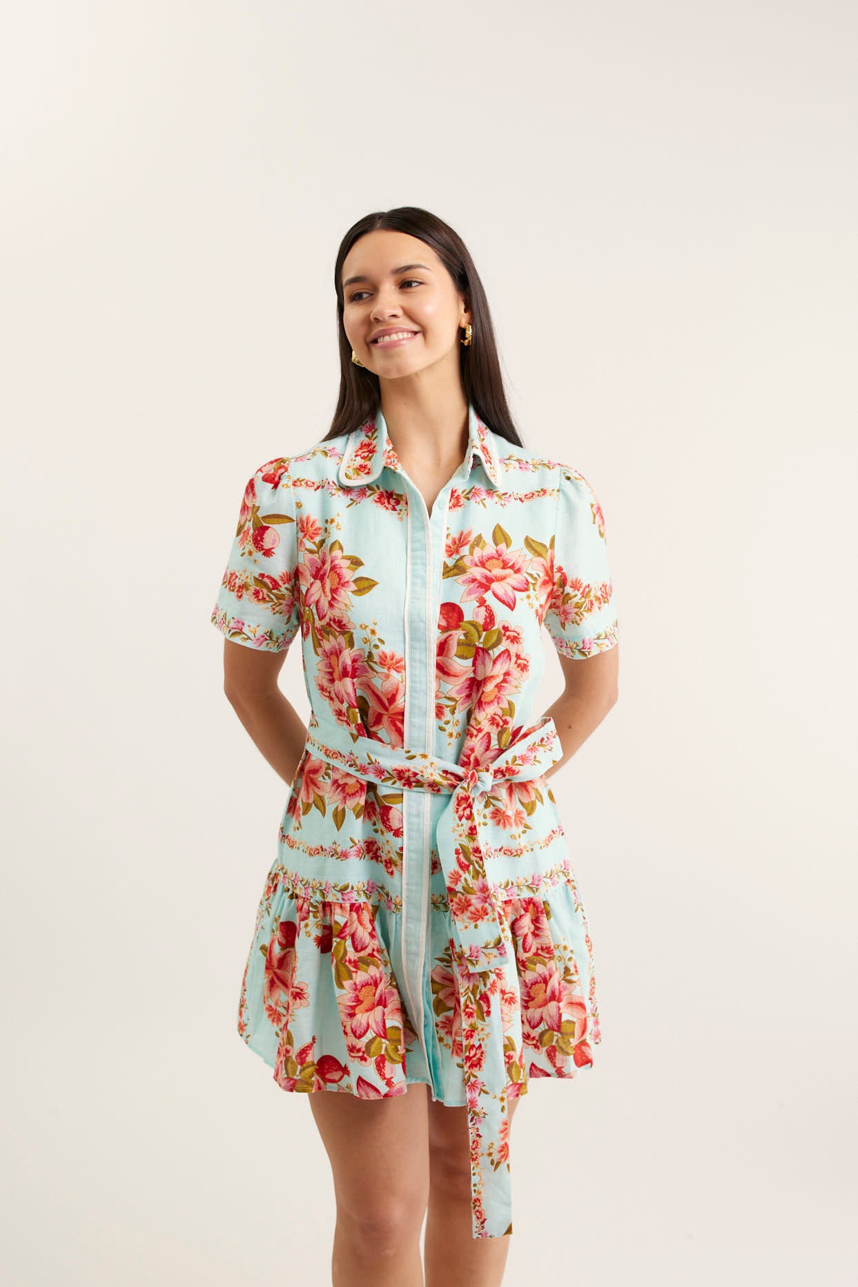 Renae Linen Dress in Portofino
