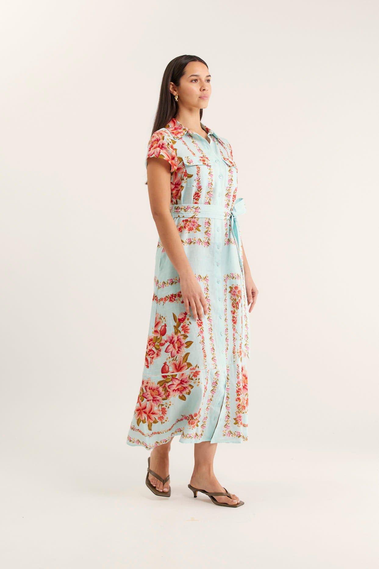 Estella Linen Dress in Portofino