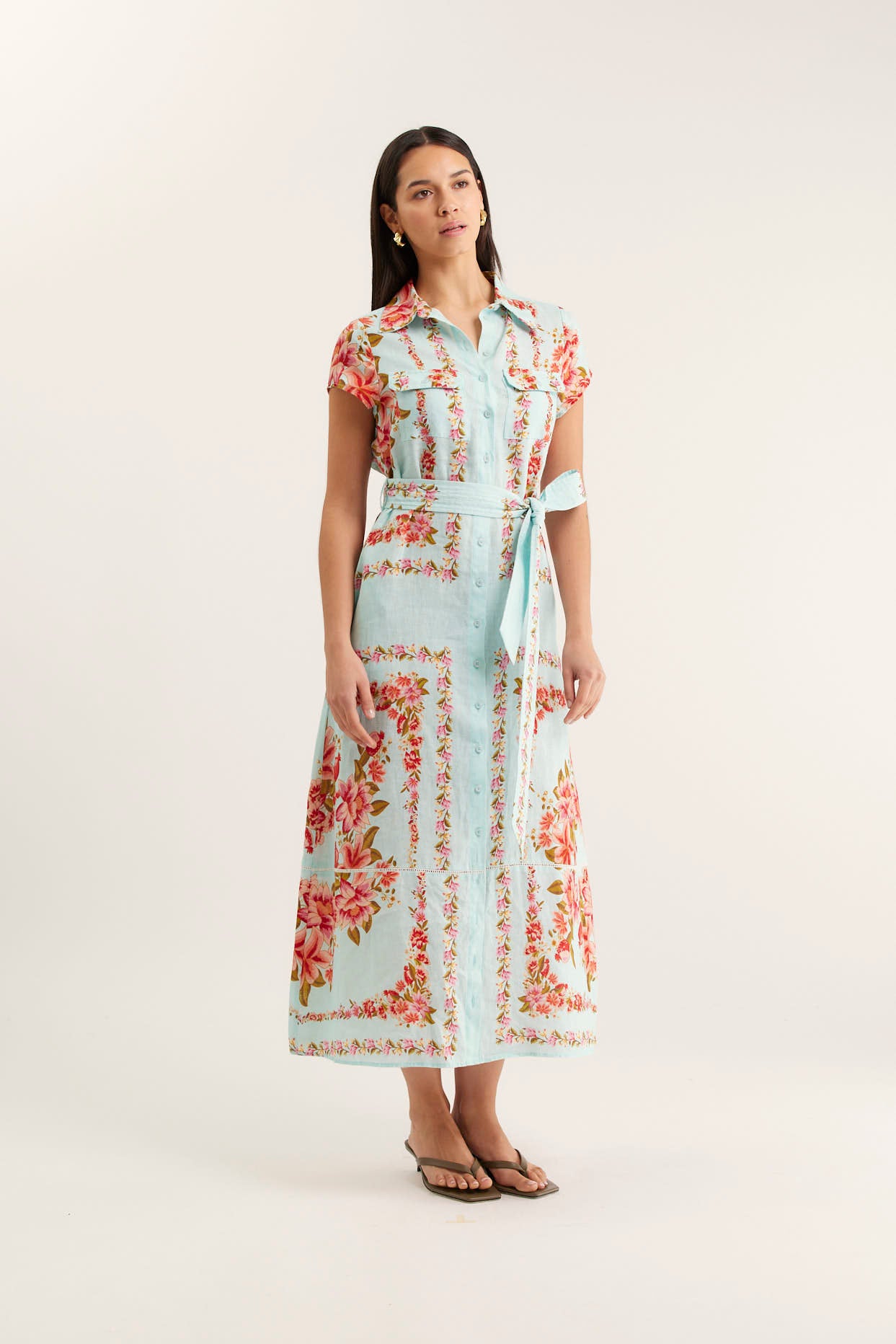 Estella Linen Dress in Portofino