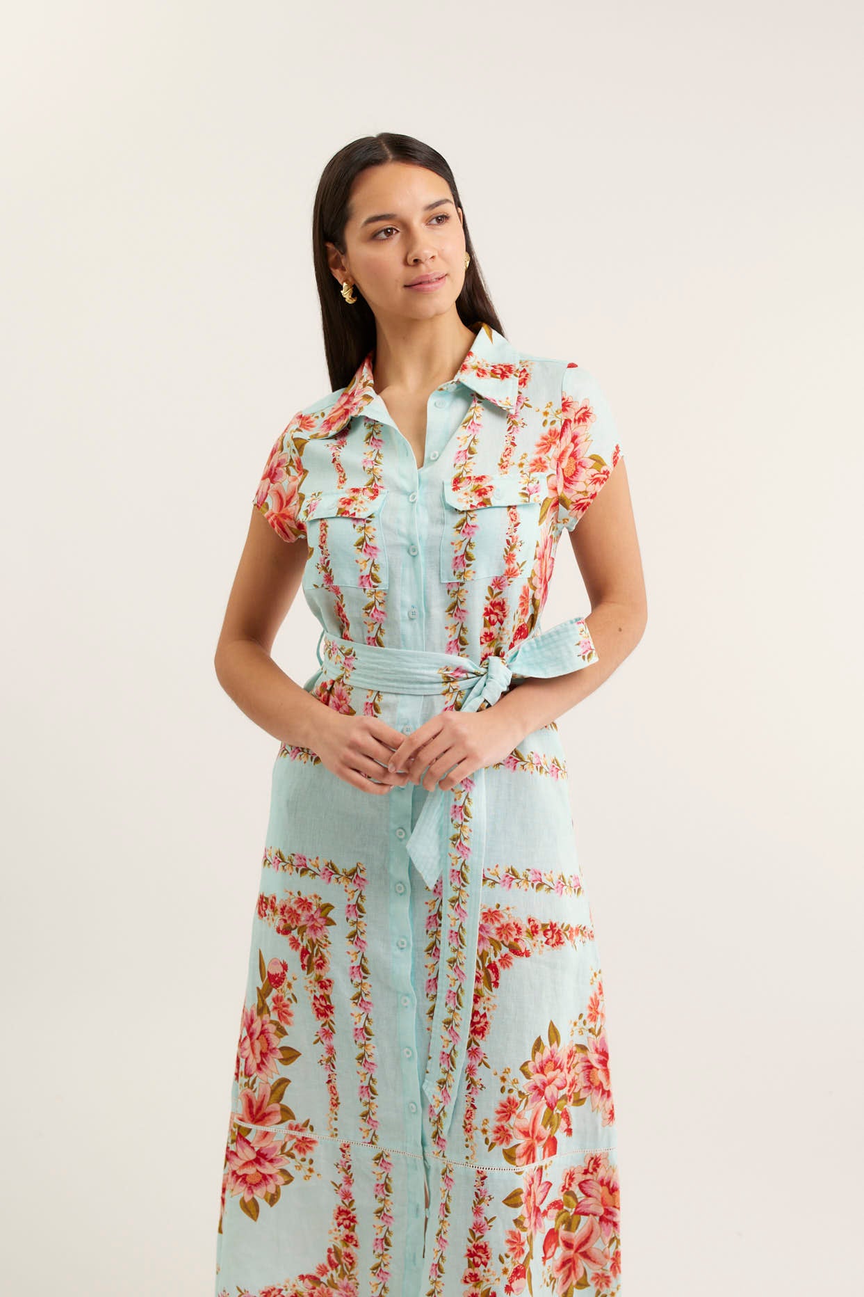 Estella Linen Dress in Portofino