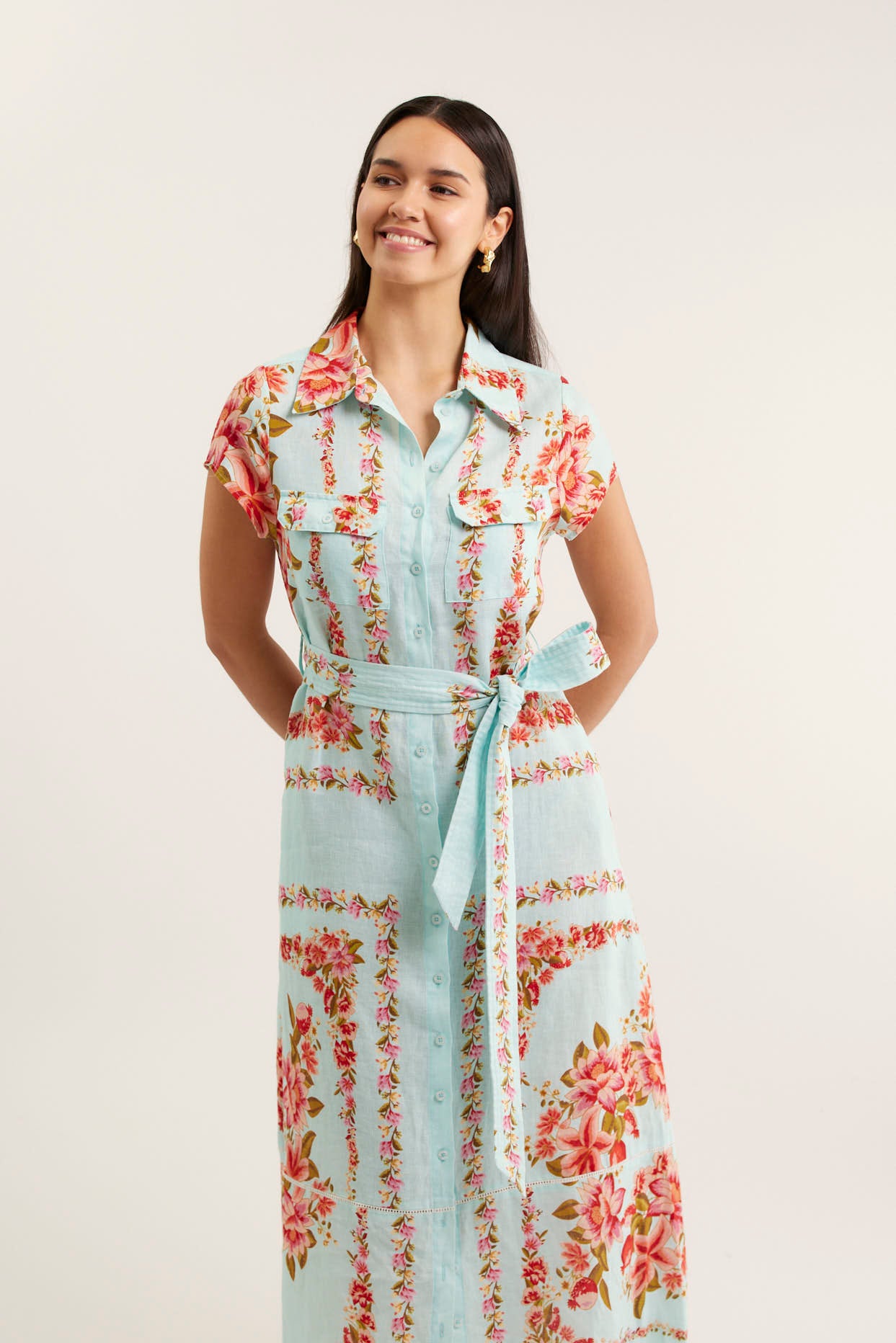 Estella Linen Dress in Portofino