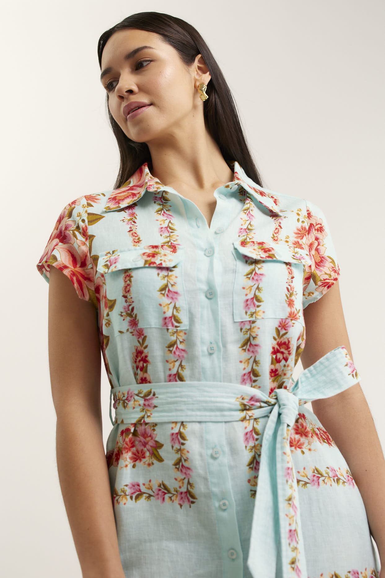 Estella Linen Dress in Portofino