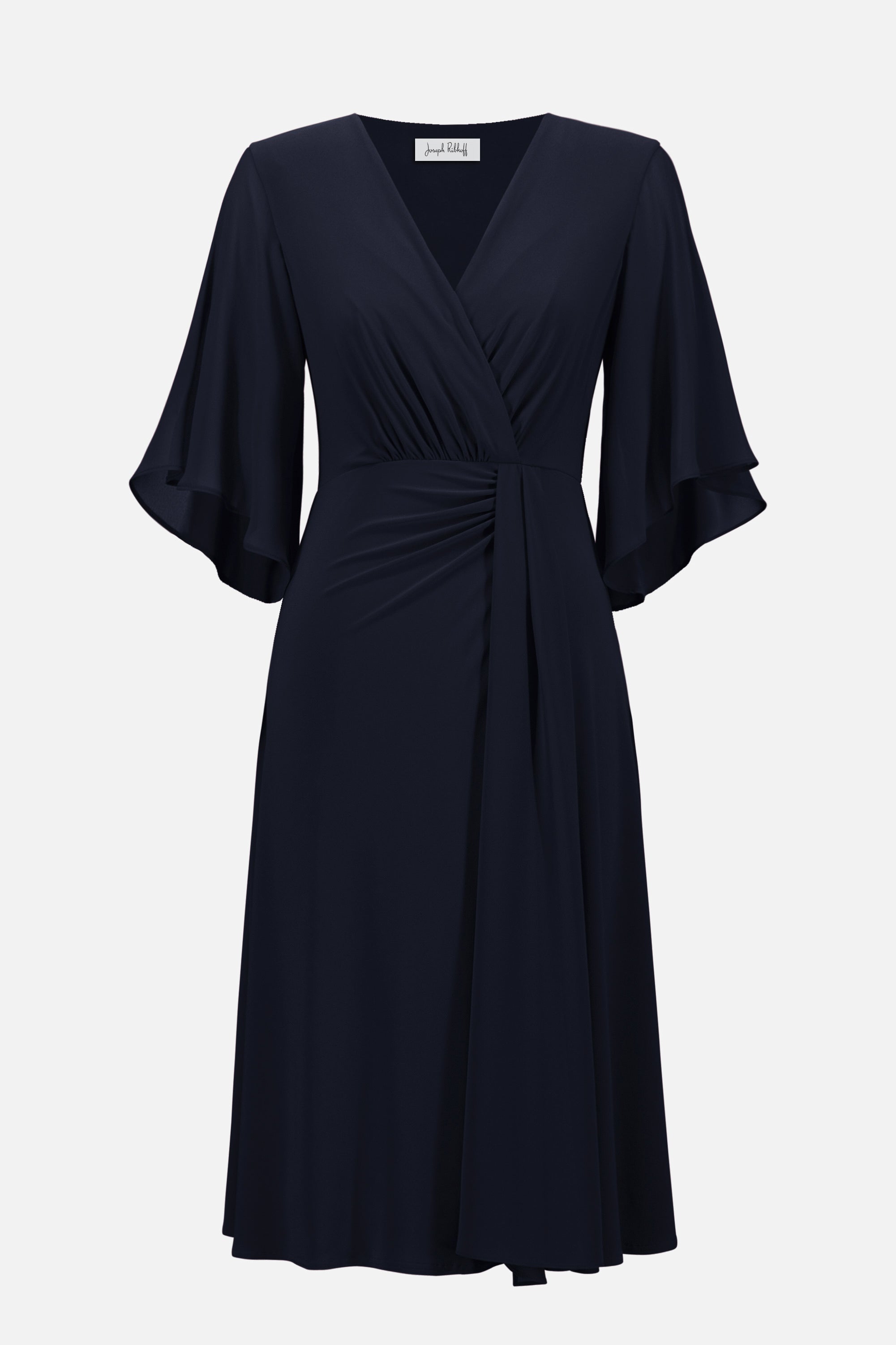 Signature | Silky Knit Fit and Flare Dress With Chiffon Draped Sash