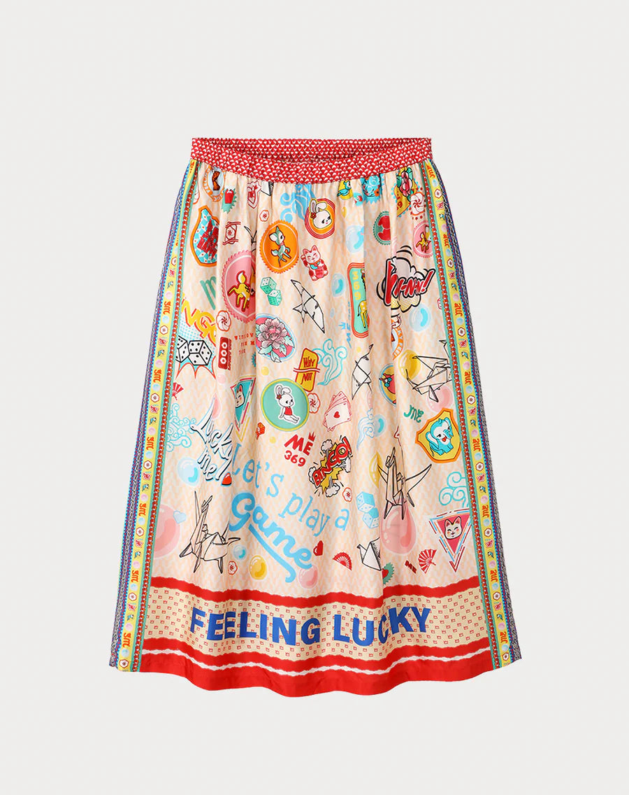 Vanessa Lucky Me Printed Midi Skirt | Size M/L