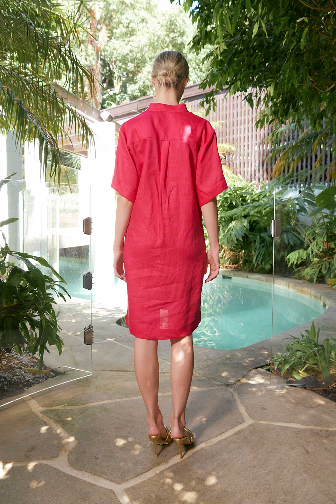 Lucia Linen Dress | Raspberry
