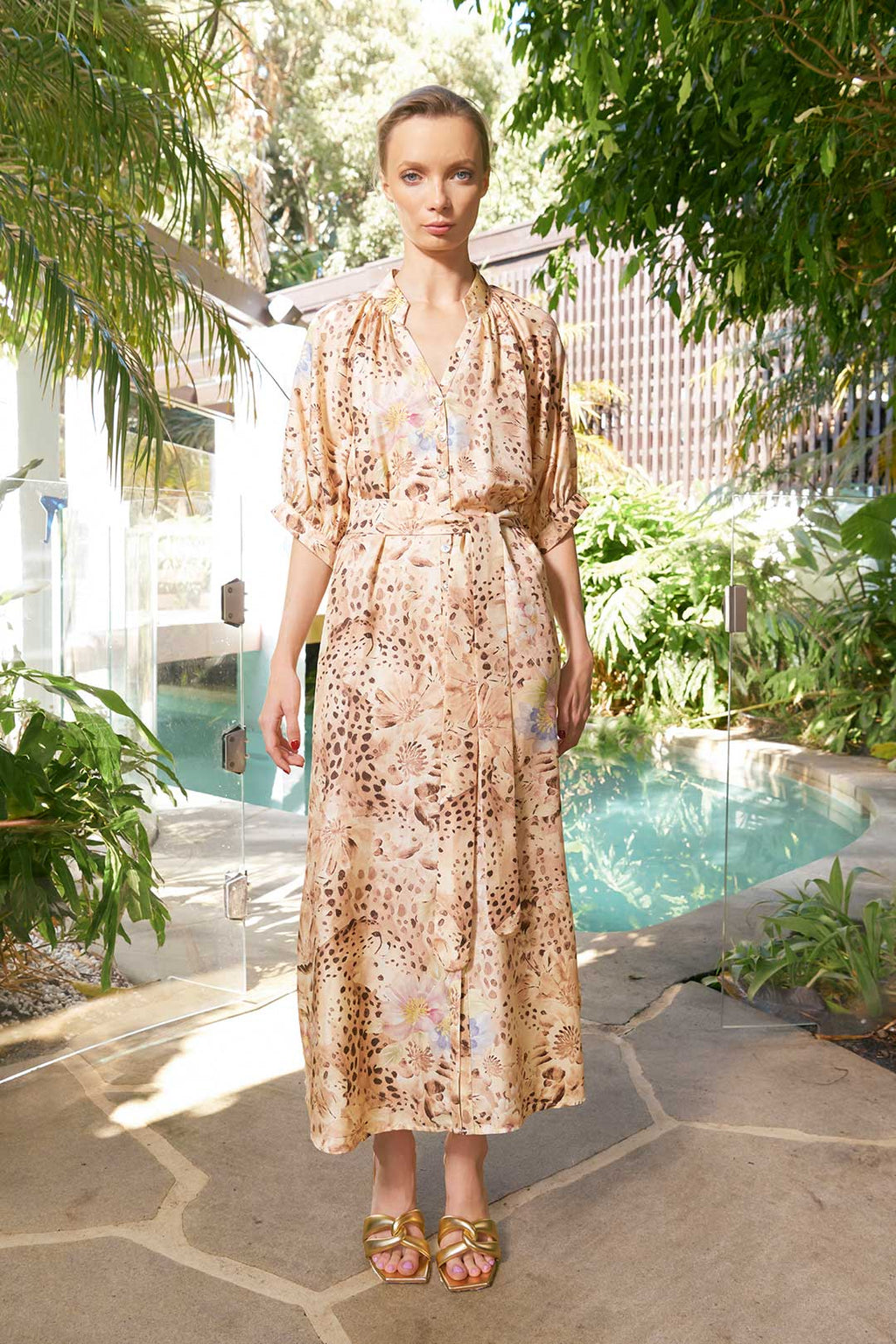 Taylor Cheetah Ankle Silk Dress