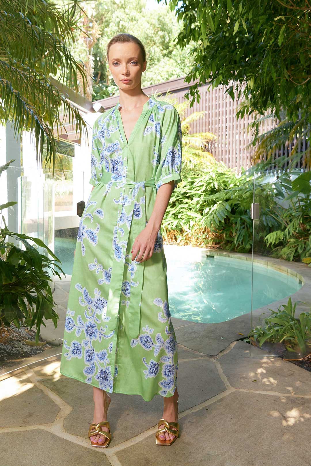 Taylor Sundance Ankle Dress | Green | Size 0