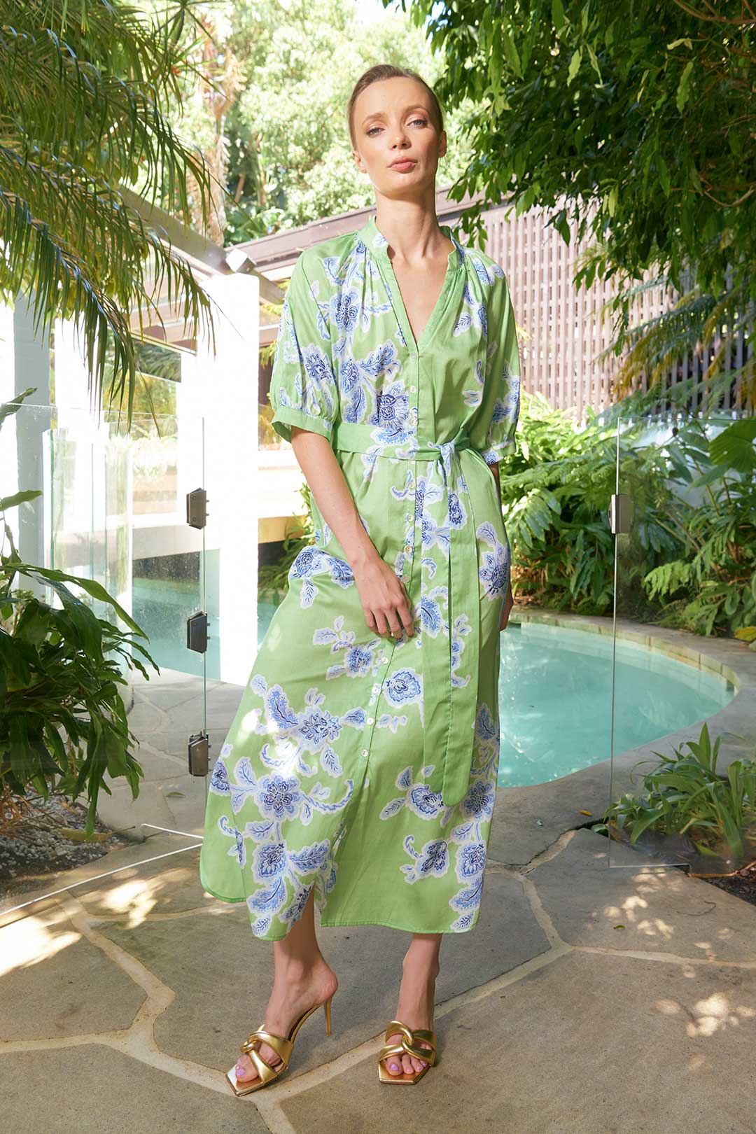 Taylor Sundance Ankle Dress | Green | Size 0