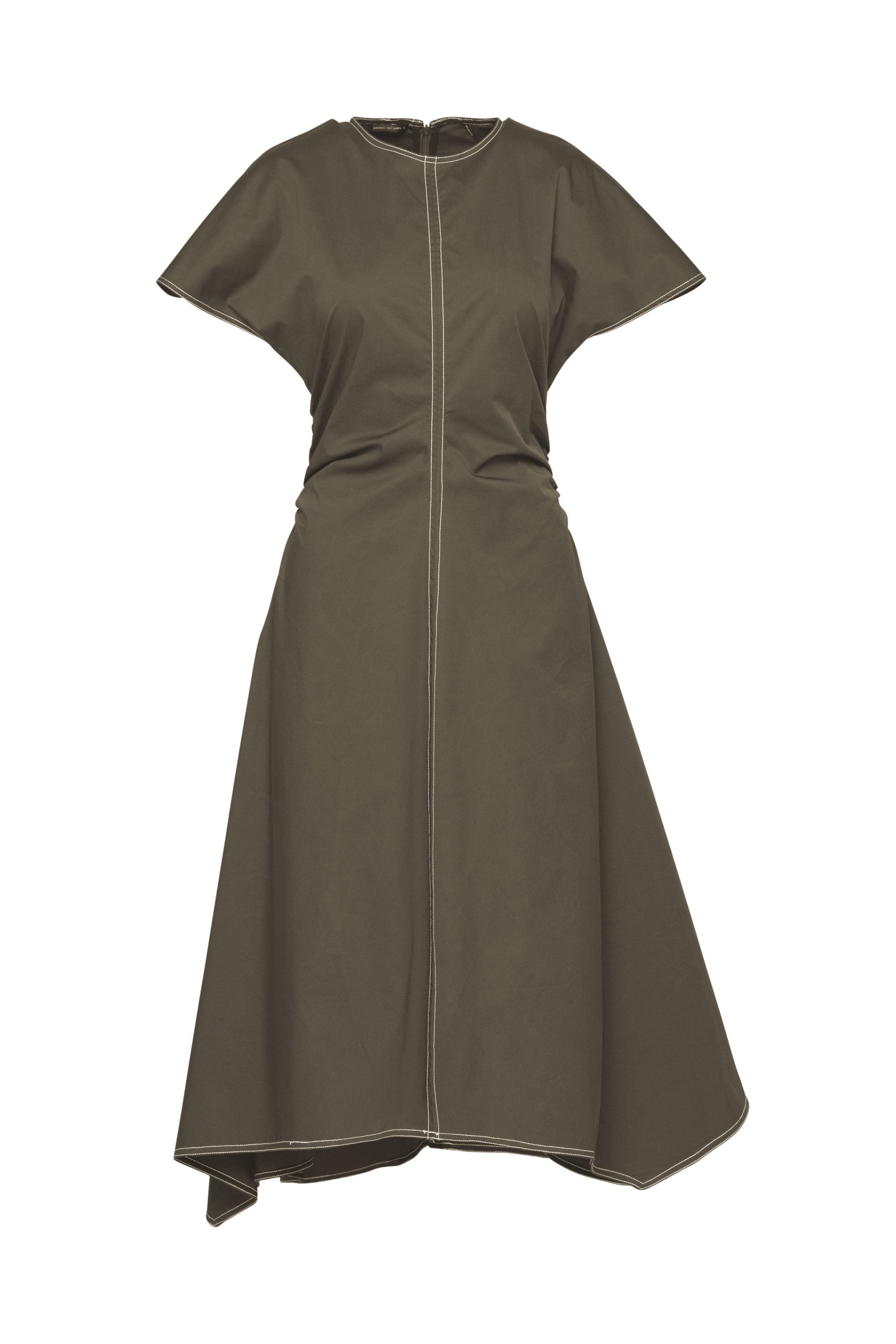 Chios Dress in Moss/White