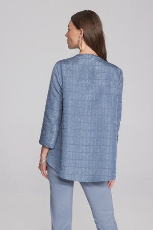 Textured Woven Jacquard Swing Jacket - Serenity Blue