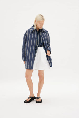 Parker Quilted Stripes Jacket - Navy/White