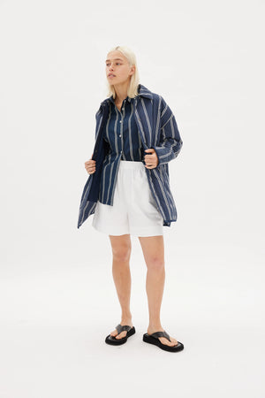 Parker Quilted Stripes Jacket - Navy/White