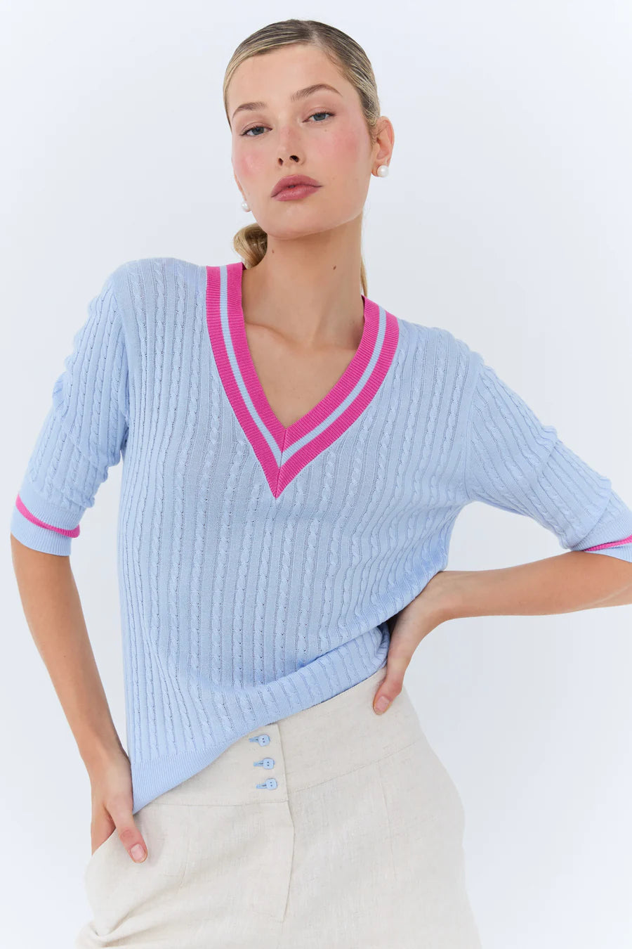 Michèle Polo Knit | Sky Blue
