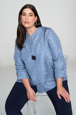 Textured Woven Jacquard Swing Jacket - Serenity Blue