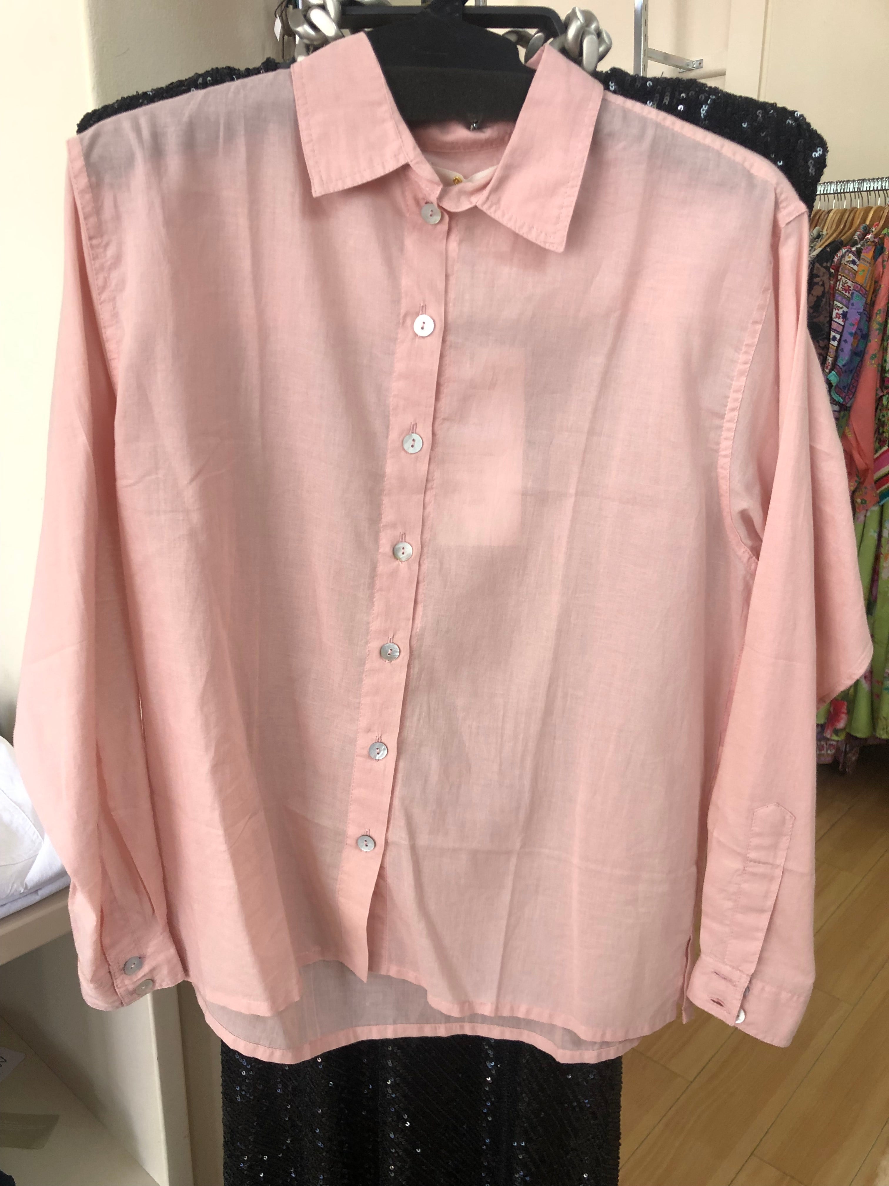 Ivy Button Shirt - Dusty Pink -XS