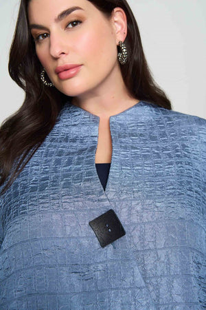 Textured Woven Jacquard Swing Jacket - Serenity Blue