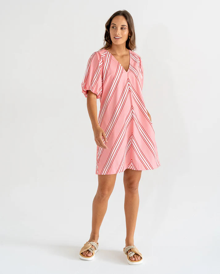 Geneva Mini Dress - Candy Stripe - Size M