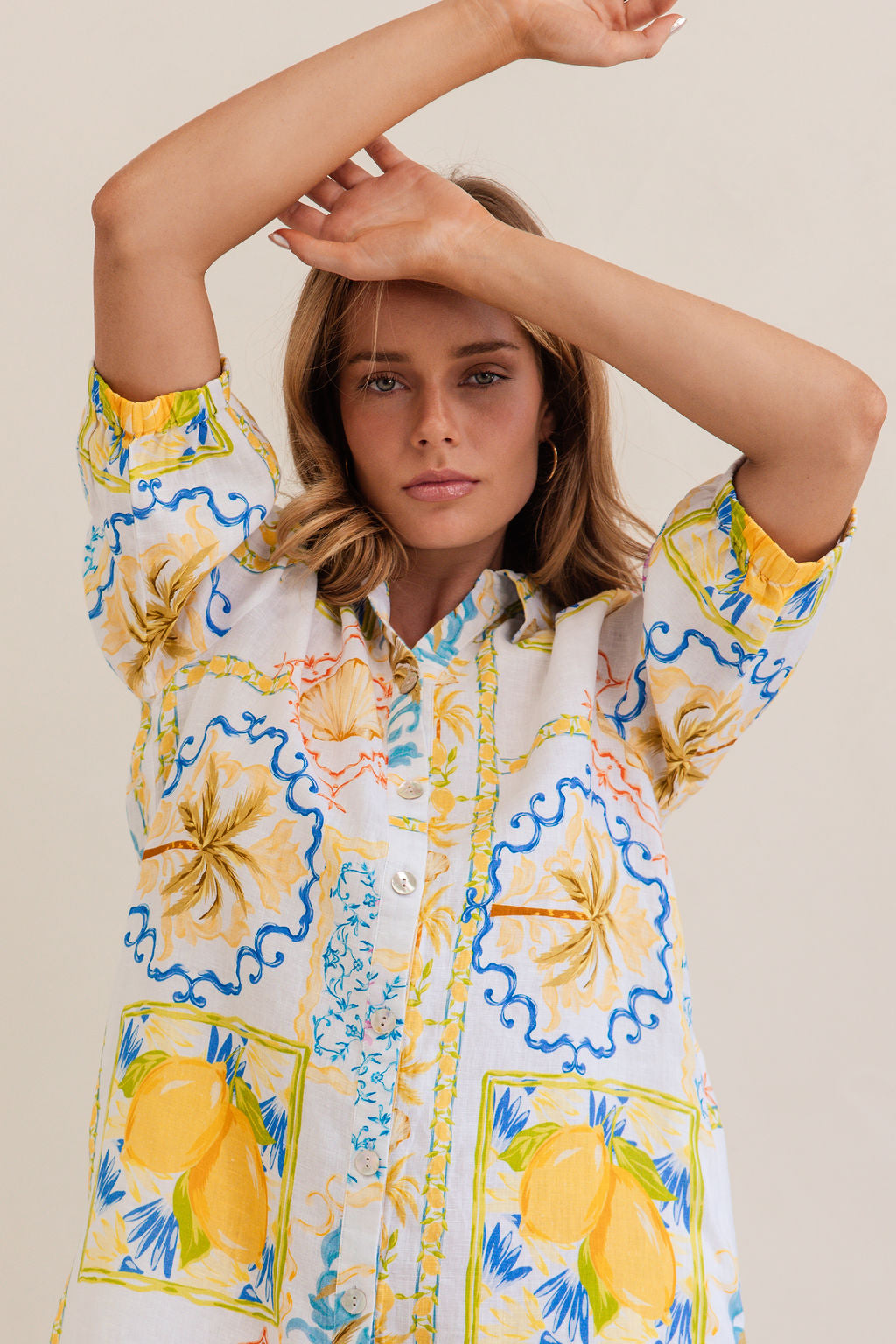 100% Linen Shirtmaker Dress in Amalfi Dreams