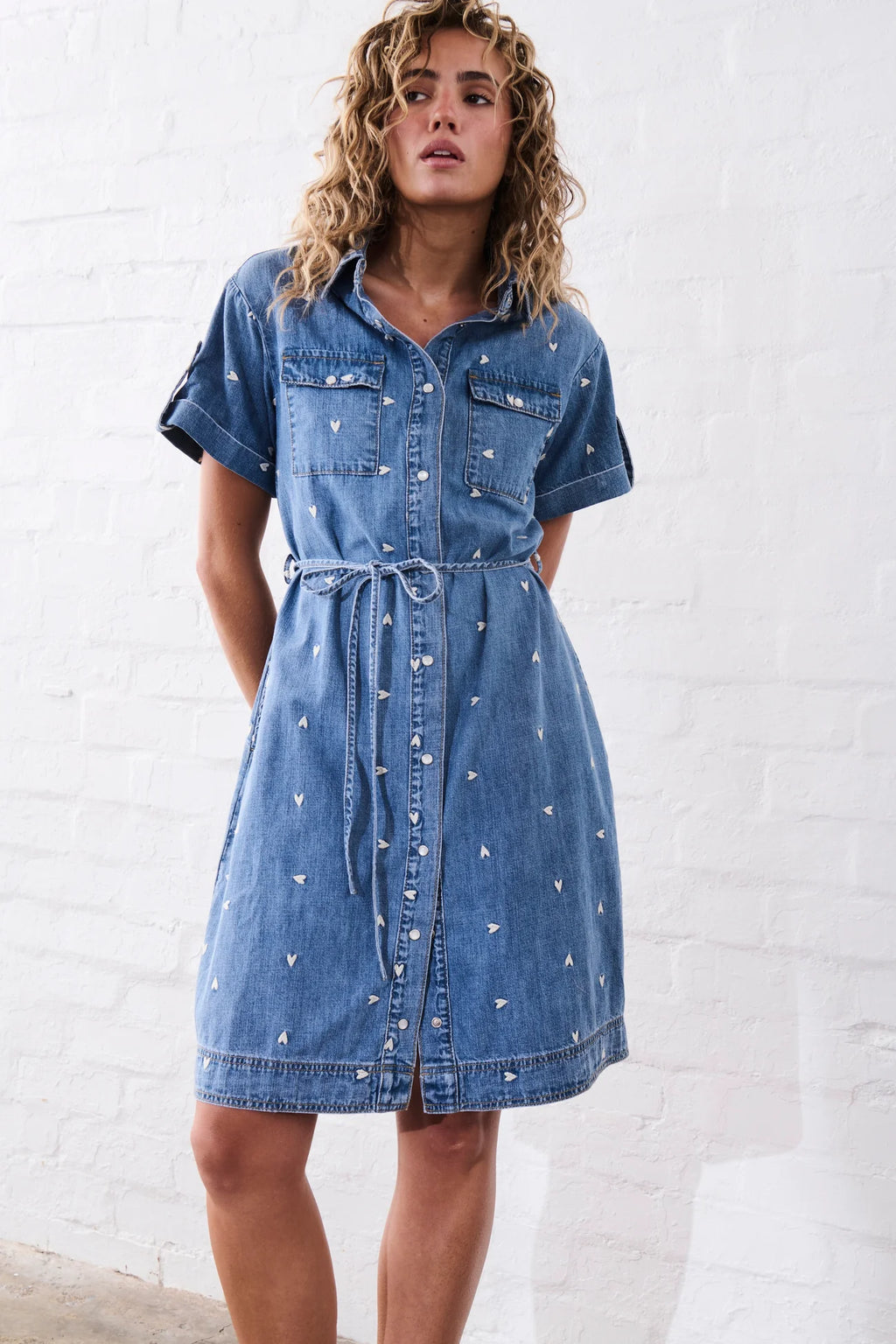 Simone Dress | Heart - 70s Blue