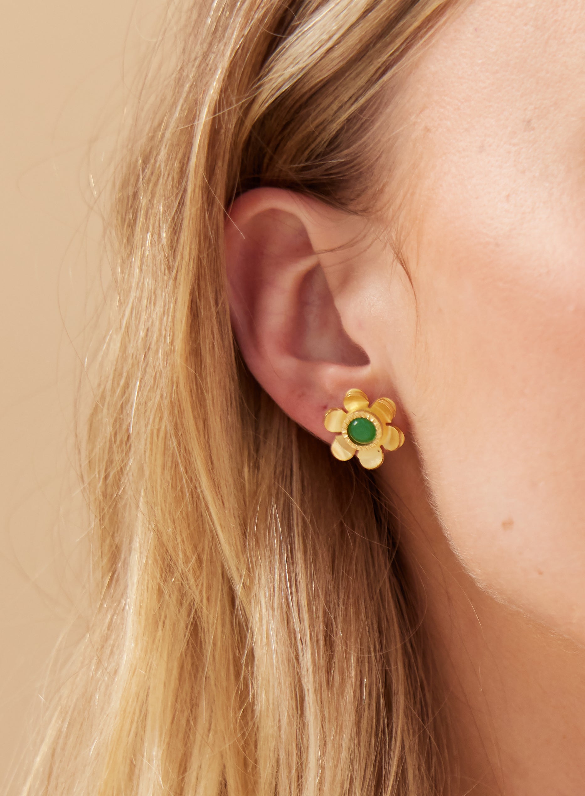 Daisy Green Onyx Earrings