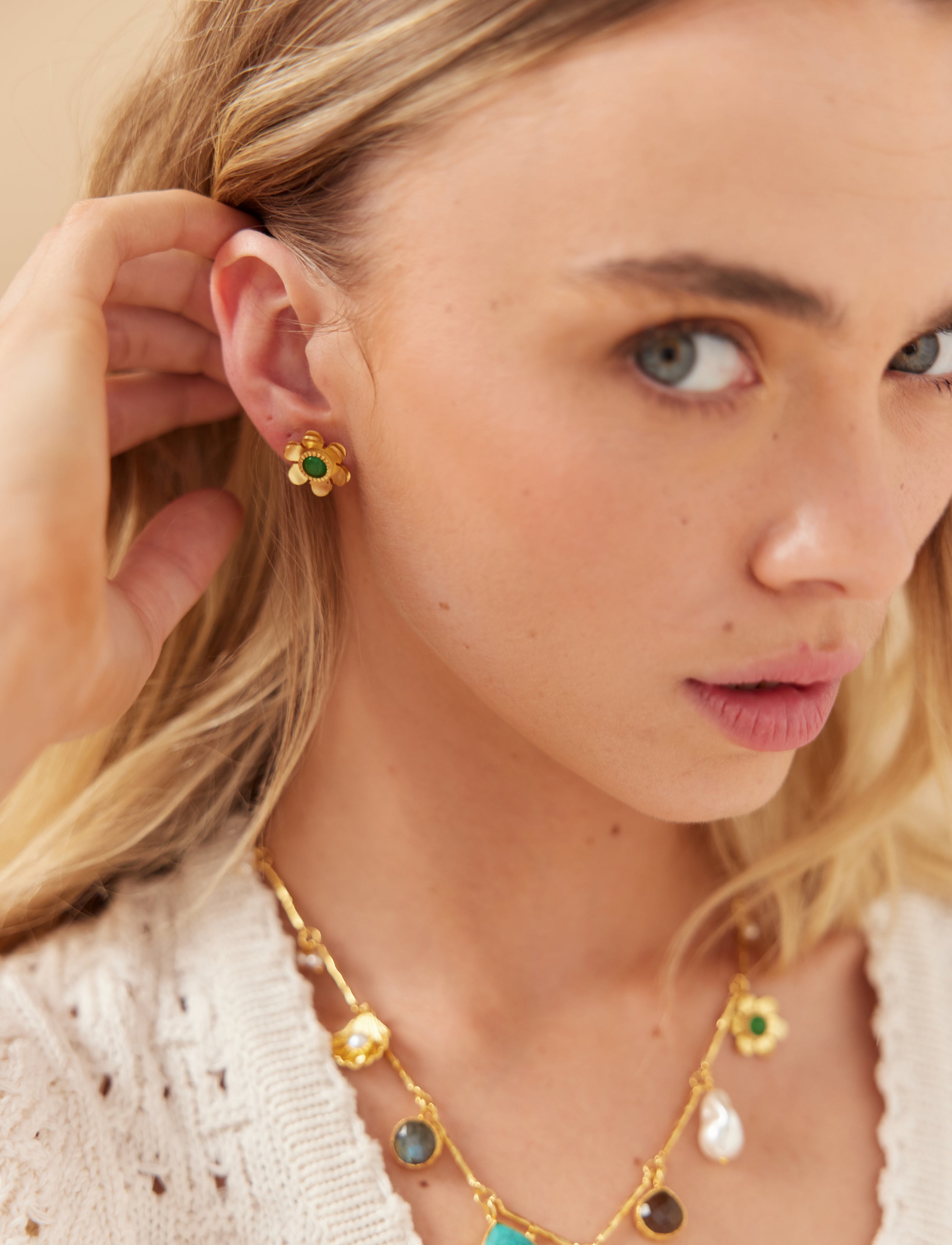 Daisy Green Onyx Earrings