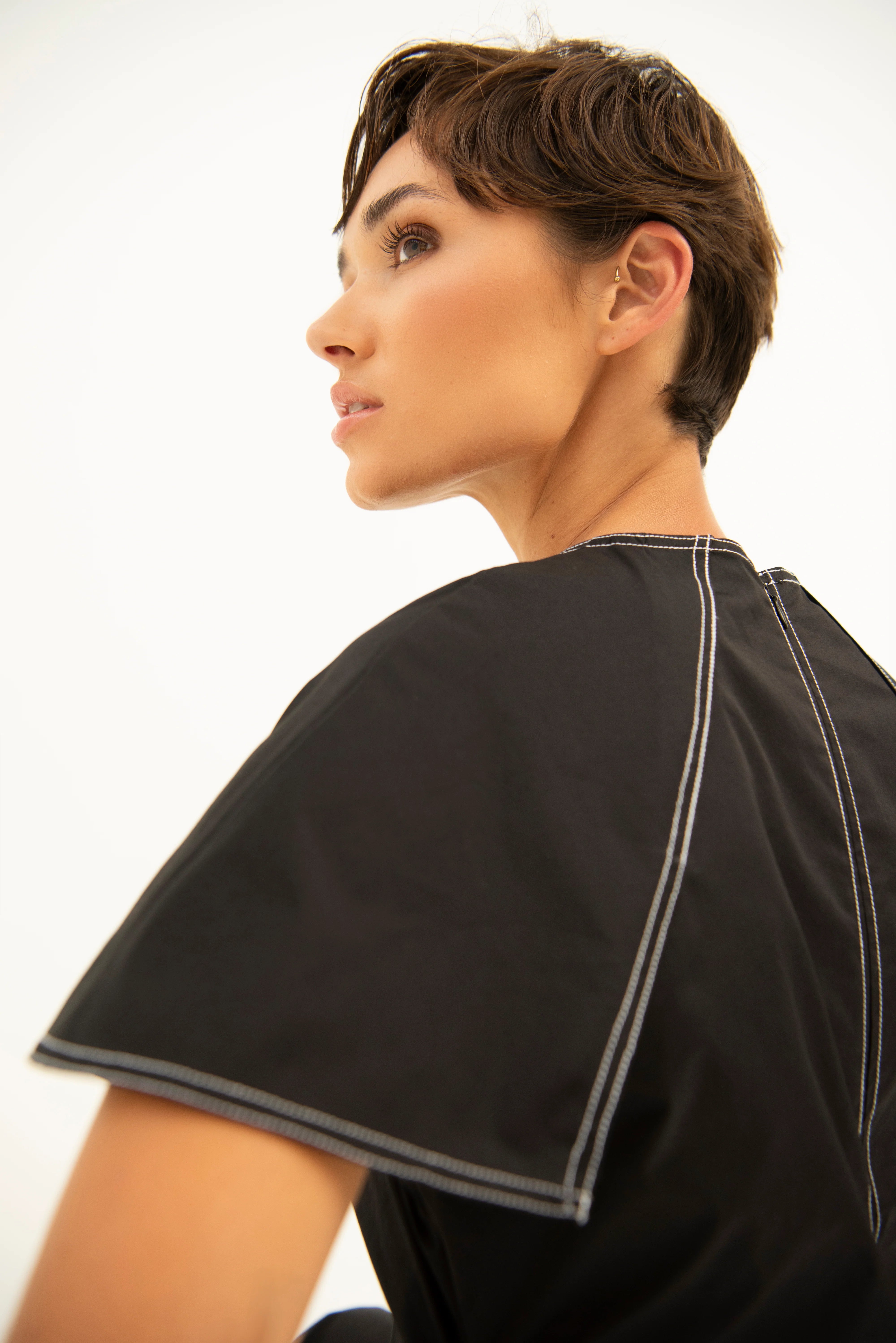 Chios Dress in Moss/White