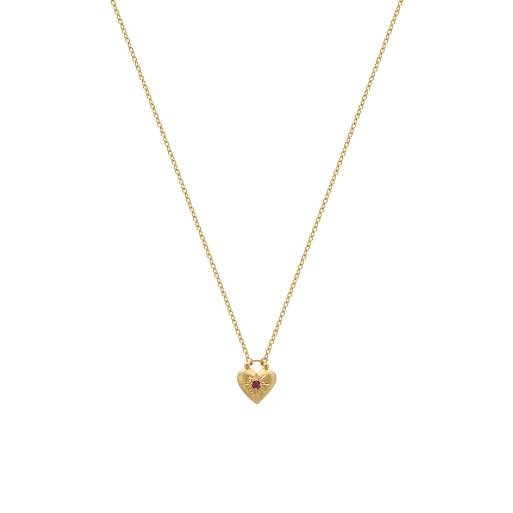 Love You Small Heart Necklace in 18KT Yellow Gold Plate