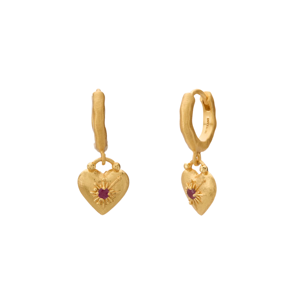 Love You Small Heart Huggie Earrings in 18KT Yellow Gold Plate