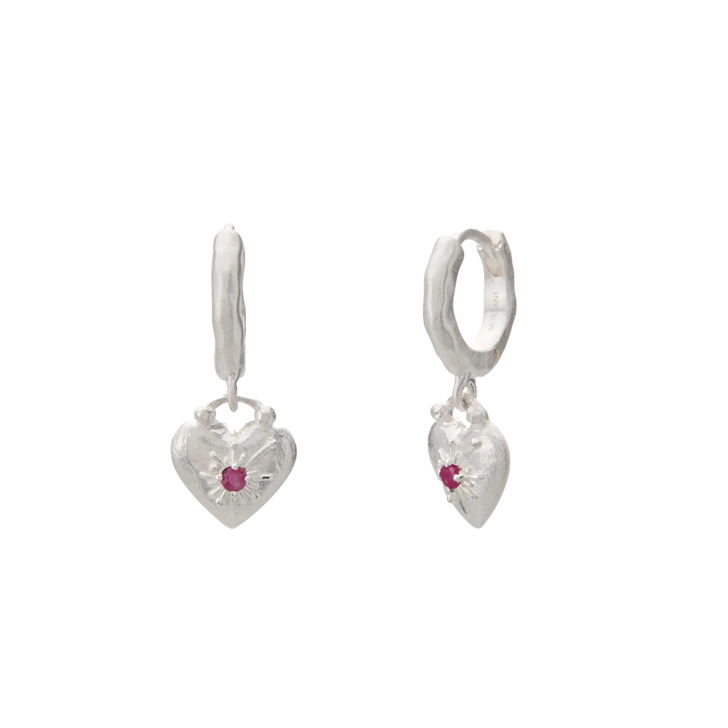 Love You Small Heart Huggie Earrings in Sterling Silver